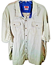 Wrangler Flex Comfort Button Front Shirt Big Man Size 3XL Khaki Short Sleeve - £9.96 GBP