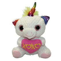 Dan Dee Collector’s Choice Plush Rainbow White Unicorn w Pink Heart XOXO 8” - £5.66 GBP