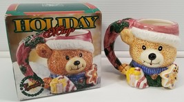 Alco Industries Teddy Bear Christmas Handpainted Embossed Ceramic Mug No... - $14.84