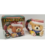 Alco Industries Teddy Bear Christmas Handpainted Embossed Ceramic Mug No... - £11.70 GBP