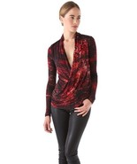 Helmut Lang Midnight Floral Overlap Draped Wool Top Shirt P XS - $135.85 CAD