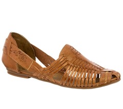 Womens Light Brown Authentic Mexican Huarache Sandals Closed Slip On Boho Woven - £27.93 GBP