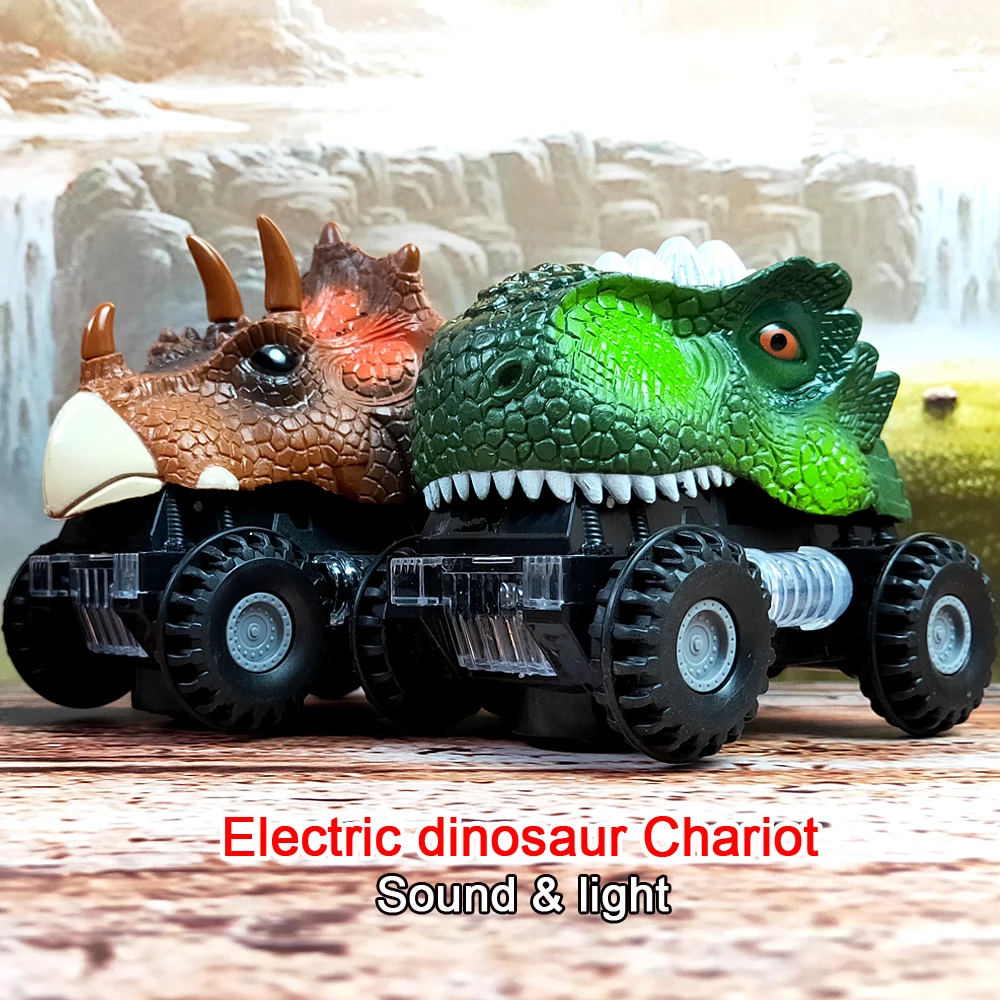 Electric Dinosaur Four-Wheeled Off-Road Vehicle Diecast Model Truck LED Light - £15.51 GBP