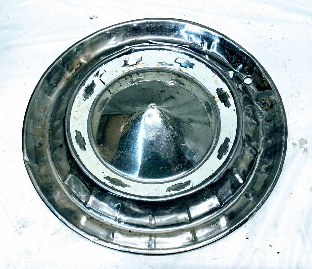 For 1955 Chevrolet Bullet Nose Hubcap Wheel Cover 15&quot; Stainless Factory ... - $40.47