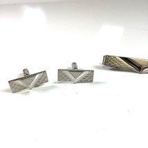 Vintage Art Deco MCM Mid Century Modern Cuff Links Tie Clasp Matching Set - £10.30 GBP