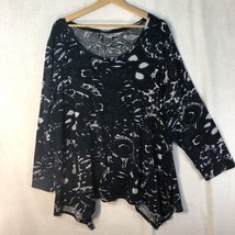 Avenue Size 26/28 Black Blue White Paisley Floral Pullover Sweater - £19.45 GBP