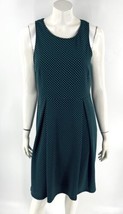 41 Hawthorn Stitch Fix Fit Flare Dress Size XL Teal Blue Black Polka Dot Pleated - £28.33 GBP