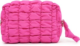 Quilted Makeup Bag Cosmetic Bag Travel Toiletry Bag for Women Cute Makeup Bag Or - £29.23 GBP