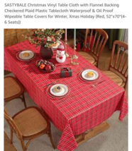 Christmas House - Holiday Flannel Black Tablecloth 52&quot; x 70&quot; - $182.29 MXN