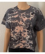 Chemistry Tie Dye Juniors Size Medium Cropped Tee Shirt Gray Pink 100% C... - $8.00