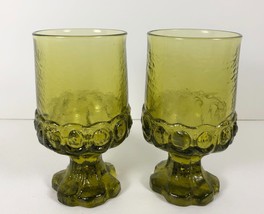 2 Tiffin Franciscan Citron Green Madeira Water Wine Glasses Goblets 5.5&quot; tall - £11.66 GBP