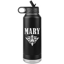 Mary v01 - 32oz Insulated Water Bottle - Black - £33.57 GBP