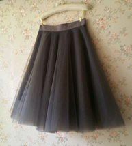 Black Tulle Midi Skirt Outfit Women A-line Plus Size Tulle Tutu Skirt image 7