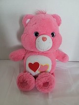 Care Bear LOVE A LOT Double Heart Bear Pink Stuffed Plush 14&quot; Glitter Eyes 2017 - £13.98 GBP