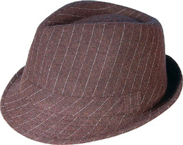 Unisex Striped Wool Poly Blend H707E Brown Trilby Fedora Hat Medium - $23.76