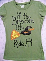 Halloween T Shirt-If The Broom Fits...Ride It!-Girls Medium - £9.99 GBP