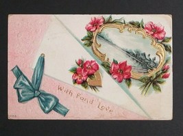 Valentines Day With Fond Love Lake House Scene Antique Embossed Postcard 1910 (a - £6.38 GBP