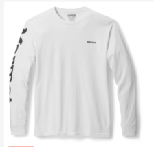 MARMOT Men&#39;s Logo Sleeve Graphic Long-Sleeve T-Shirt in White-Small - £17.37 GBP