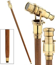 Victorian Walking Cane with Telescope Brass Handle Foldable Nautical Wooden Walk - £33.95 GBP