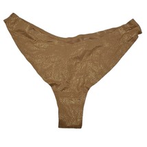 SKIMS Kim Kardashian Free Cut Dipped Thong Panty Sienna Foil Beige Spark... - $207.64 MXN