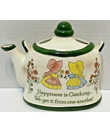 A Lorrie Design Ceramic Teapot Wall Pocket Vase Happiness Is Catching 7 x 6 - £14.76 GBP