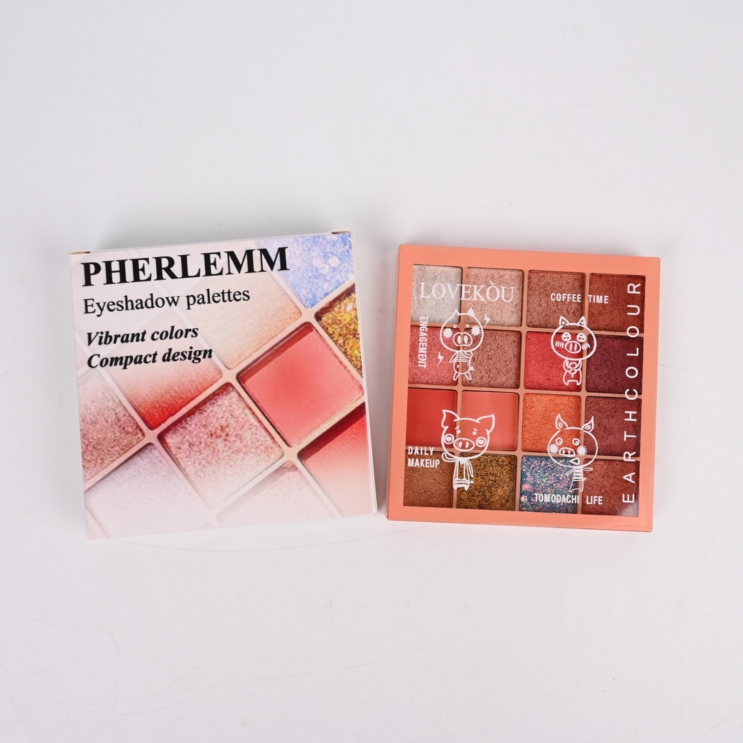 PHERLEMM 16-Color Cute Cartoon Eyeshadow Palette Highly Pigmented Presse... - $10.99