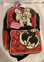 Disney MINNIE MOUSE Backpack + Detachable LUNCH BAG, Red, 16 inches *New... - £13.54 GBP