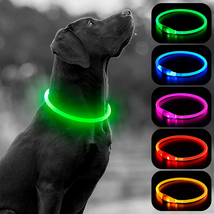 HIGO LED Dog Collar Light, USB Rechargeable Flashing Dog Collars, TPU DIY Light  - £14.71 GBP