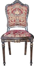 Vanity Chair Suzanna Antiqued Gold Leaf Wood, Carved Legs, Red Upholstered - £526.77 GBP