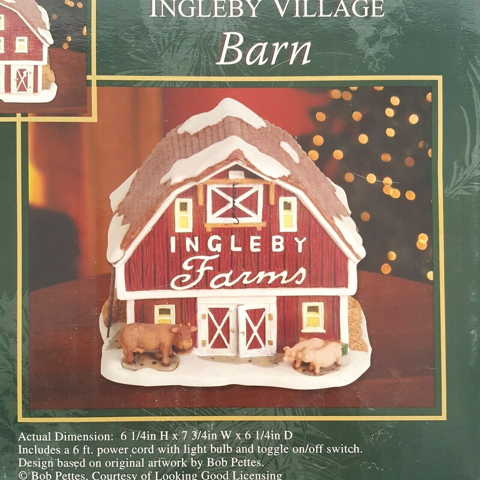 NEW Ingleby Village American Greetings Lighted Red Barn Multicolor Snow Villages - $29.75