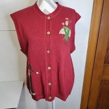 Womens Woolrich Sleeveless Christmas sweater Ruby Red size XL Cotton Wool Blend - £16.65 GBP