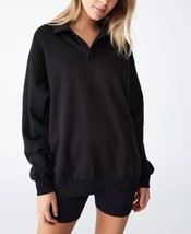 COTTON ON Womens Activewear Oversized Polo Top Size Large Color Black - £38.36 GBP