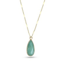 Aquamarine Stone Boho Teardrop Gold Over Sterling Silver Layering Necklace - £17.18 GBP