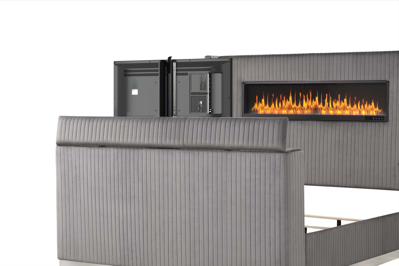 Blaze Full Bedroom Set | Upholstered Modern LED 4 Pc Metallic Gray Wood Item image 9