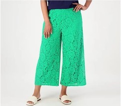 Girl With Curves Petite Lace Wide Leg Crop Pants (Clover, 1XP) A501285 - $20.18