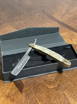Bear &amp; Bull Mother Of Pearl Straight Razor Pocket Knife Brass #BB148MOP - $64.35