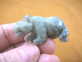 (Y-PANT-568) Green jasper PANTHER stone LEOPARD big wild cat GEMSTONE ca... - $14.01