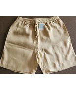 BEACHCOMBERS ~ Khaki ~ MEDIUM ~ Elastic Waist ~ Pockets ~ 100% Linen Shorts - $42.10 CAD