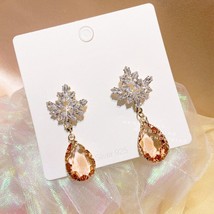 MENGJIQIAO Korean TV Star Champagne Waterdrop CrystalDrop Earrings Women Girls S - £7.44 GBP