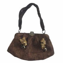 Pat Vini Handbag Party Evening Bronze Beaded Purse Metallic Vintage Women&#39;s  - £47.53 GBP