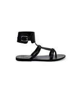 Sandalias de gladiador para mujer de cuero hecho a mano de moda negro pl... - $58.50