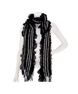 Layers By Lizden Brand ~ Smocked Wrap With Ruffled Edge ~ Black Scarf ~ QVC - $356.03 MXN