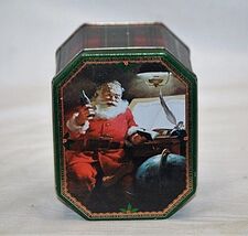 Vntage Advertising Ad Santa Claus Gingham Christmas Litho Tin Can Xmas C... - $12.86