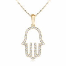 ANGARA Diamond Hamsa Hand Pendant Necklace in 14K Gold | (Grade-GVS2, 0.42 Ctw) - £906.55 GBP