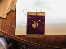 Vintage Heart Necklace  Gold Plated 18 inch chain 1980s for sure - £9.34 GBP