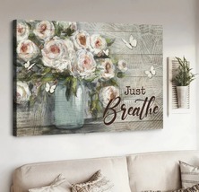 Watercolor rose, Newspaper background, Butterfly, Just breathe Jesus Canvas  - £18.44 GBP+