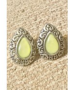 Silver Yellow Teardrop Earrings Distressed 3/4 Inch No Backs - €6,92 EUR
