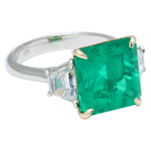 14K White Gold Natural Colombian Emerald Wedding Ring May Birthstone Gift Ring - £907.47 GBP