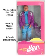Vintage 1989 Western Fun Ken Doll #9934 Original Box shows some wear - £28.40 GBP