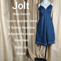 Jolt Blue Button V Neckline Adjustable Straps Denim Dress Size 7 - £12.64 GBP
